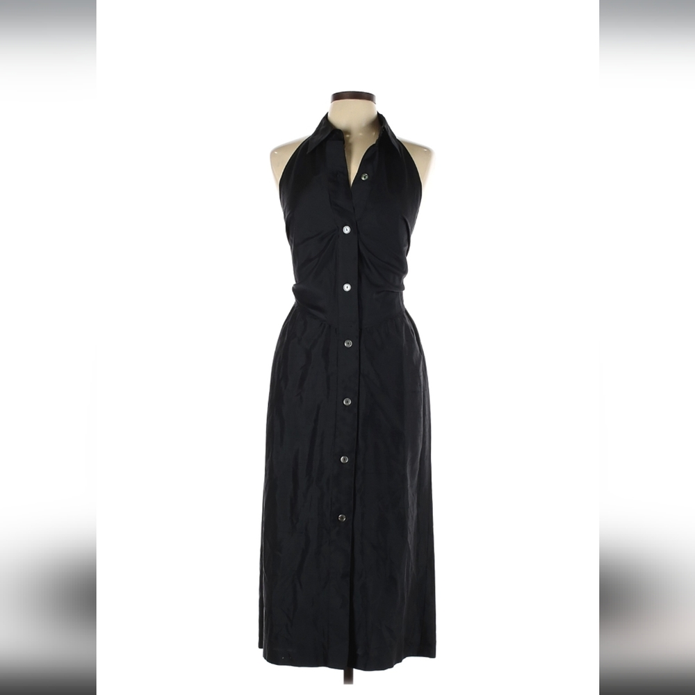 Max Mara black silk halter dress